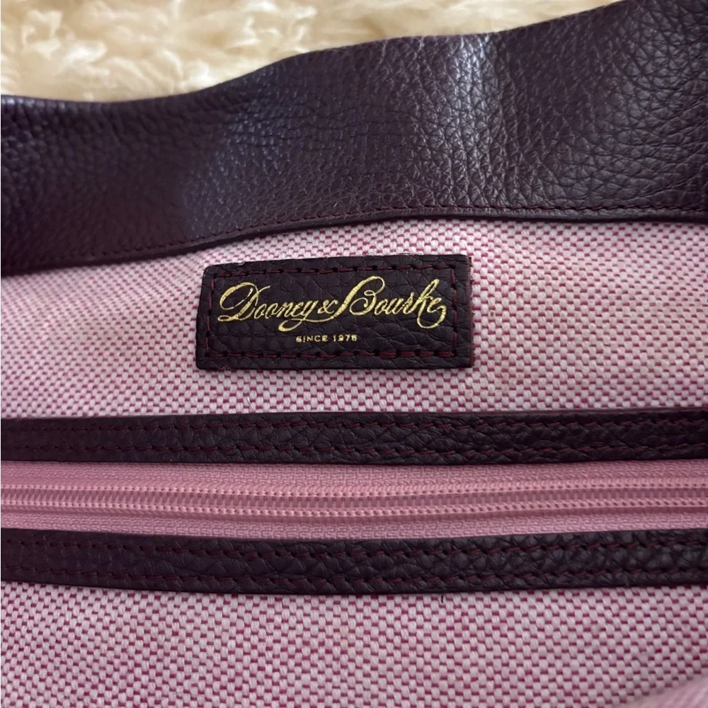 Dooney & Bourke Burgundy Pebble Leather Logo Lock Large Hobo Bag with COA